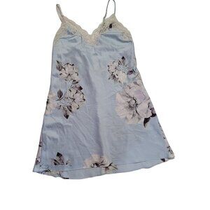 Apt. 9 Womens Floral Lace-Trim Slip Dress M Light Blue